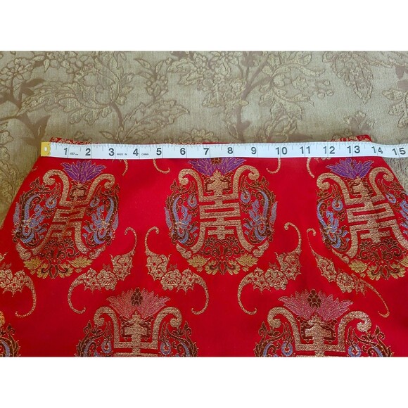 ALBERTA FERRETTI Red Brocade Pencil Skirt Luxurious Italian Designer Piece Sz 12 - Picture 9 of 11
